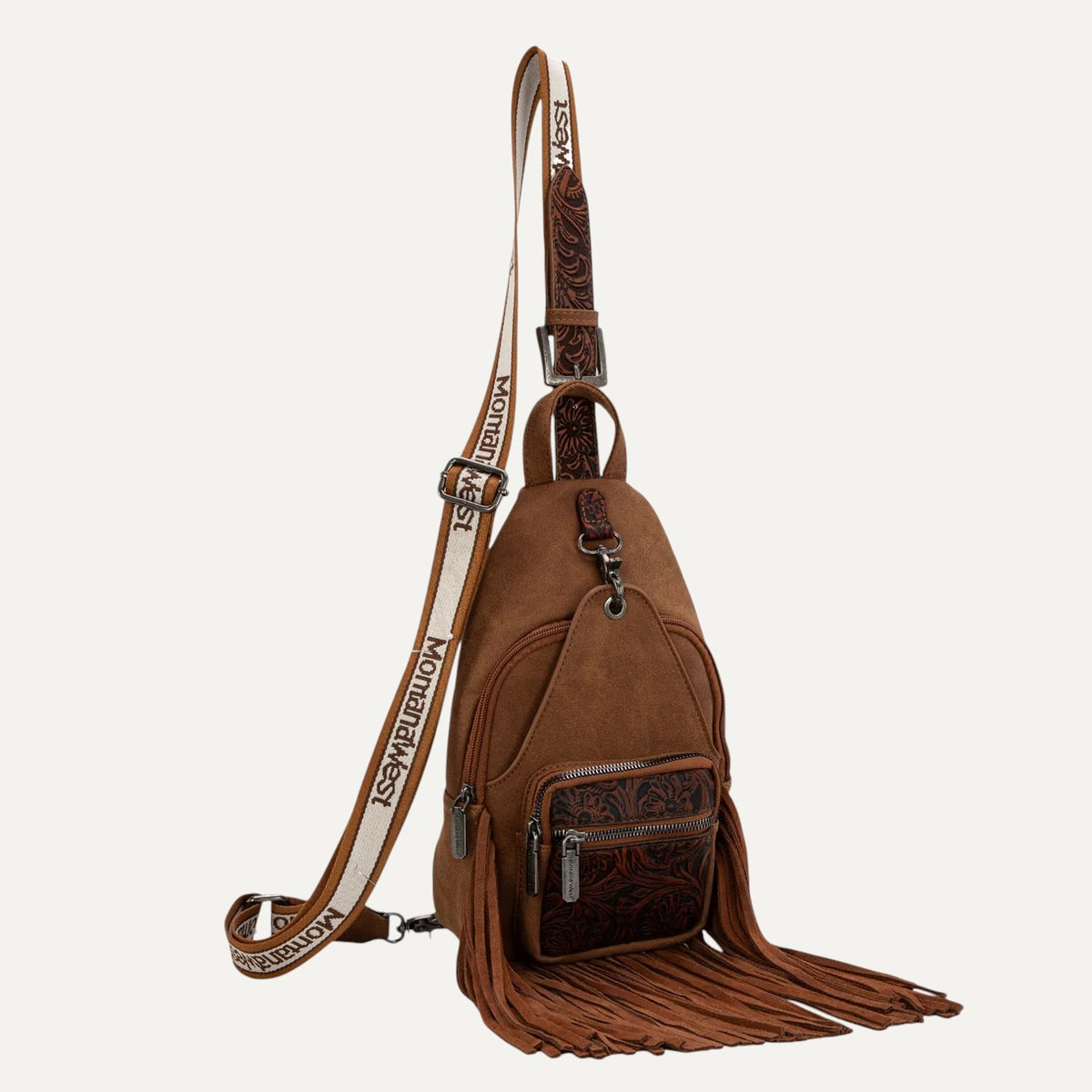 Montana West Tooled Fringe Sling Bag