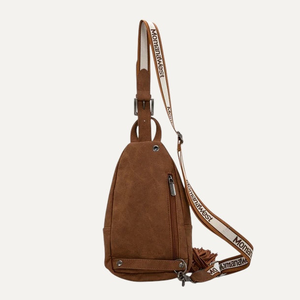 Montana West Tooled Fringe Sling Bag