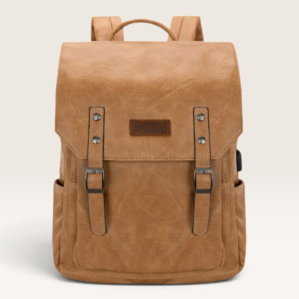 Wrangler Belt Buckle Laptop Backpack – Light Brown