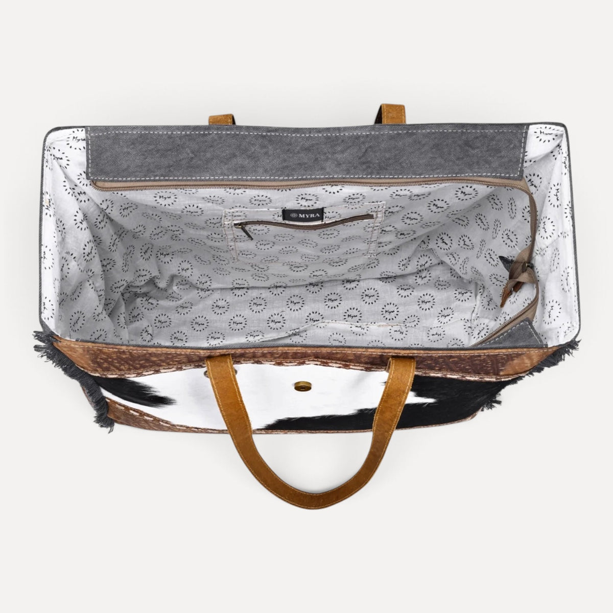 Asher Western Canvas & Cowhide Tote Bag